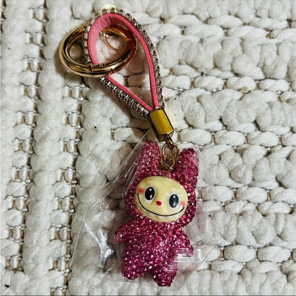 Pink Sparkling Labubu Keychain